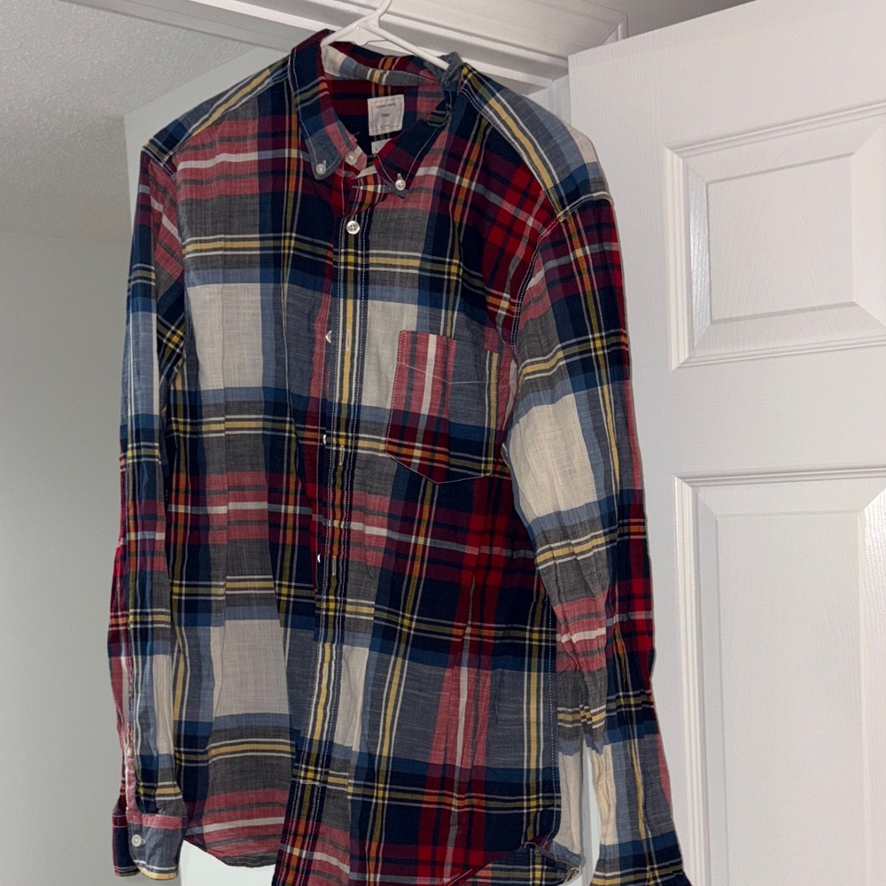 GAP Men's Casual Plaid Shirt - Red, Blue, White